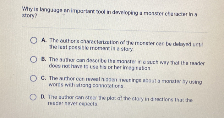Solved: Why is language an important tool in developing a monster ...