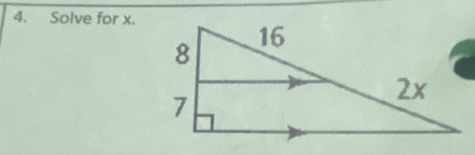 Solve for x.