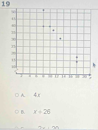 19
A. 4x
B. x+26
2v120