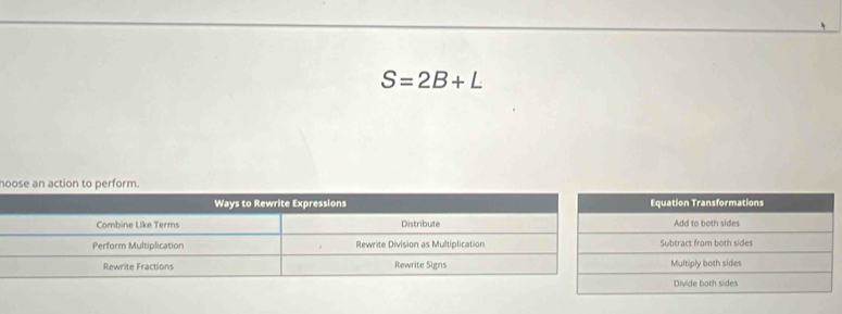 S=2B+L
h