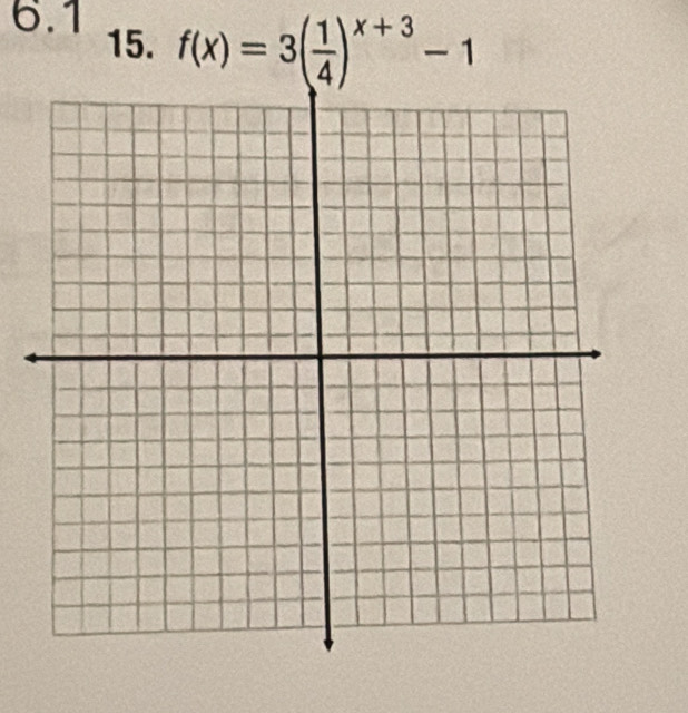 6.1 
15. f(x)=3( 1/4 )^x+3-1