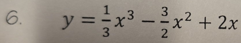 y= 1/3 x^3- 3/2 x^2+2x