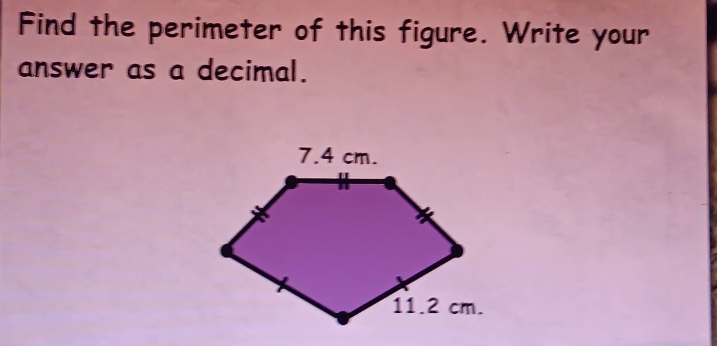 Find the perimeter of this figure. Write your 
answer as a decimal.