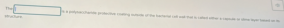 The is a polysaccharide protective coating outside of the bacterial cell wall that is called either a capsule or slime layer based on its 
structure.