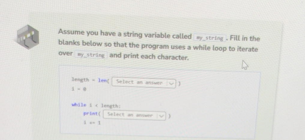 Solved: Assume you have a string variable called my_string . Fill in ...