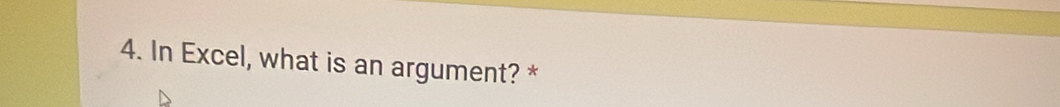 In Excel, what is an argument? *