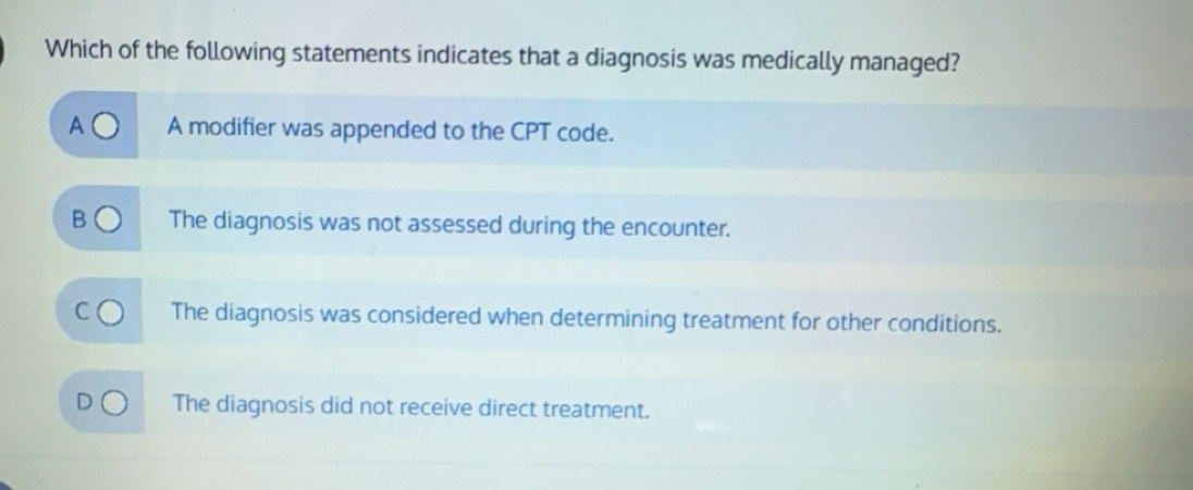 Solved: Which of the following statements indicates that a diagnosis ...