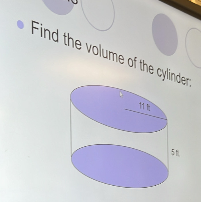 Find the volume of the cylinde