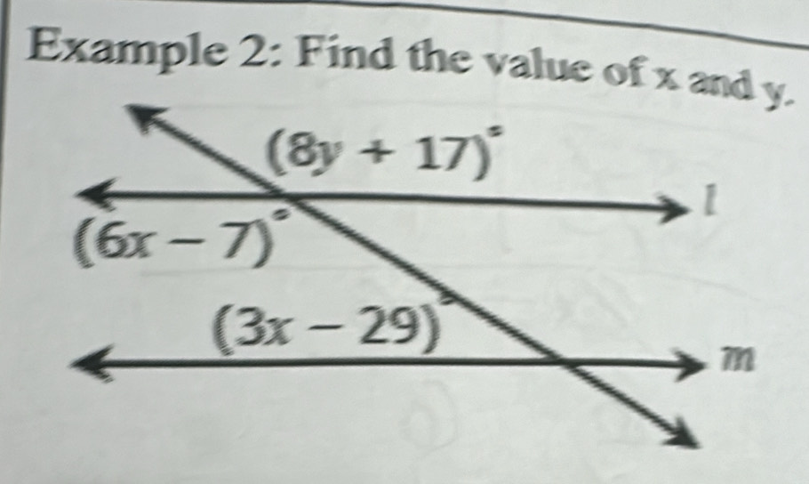 Example 2: Find the value of x and y.