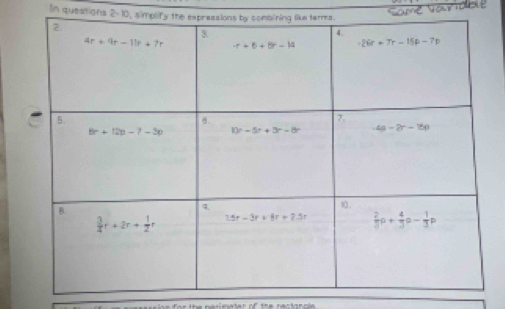 In queations 2- 10, simplify the 
Same Vatbble