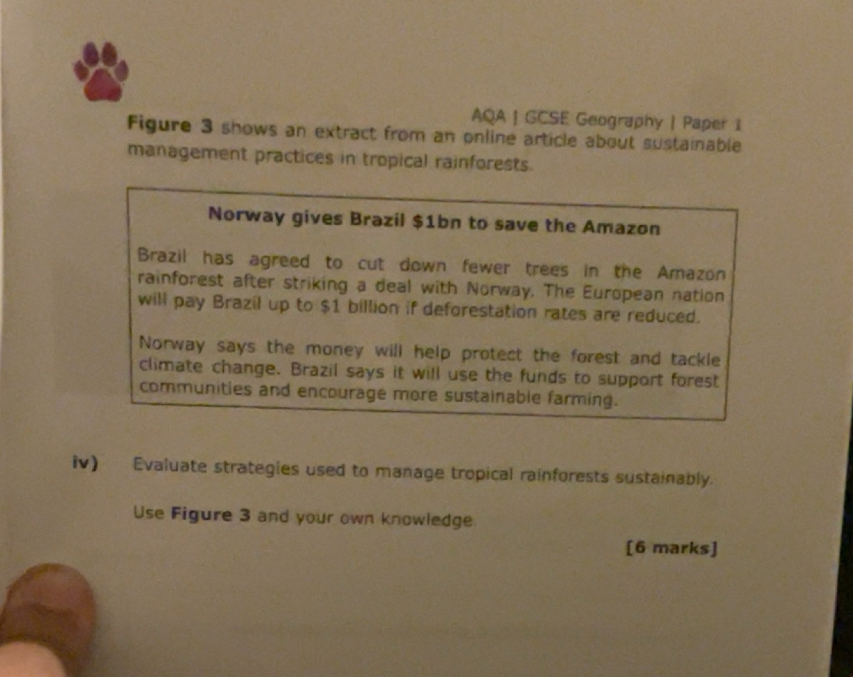 Solved: AQA | GCSE Geography | Paper 1 Figure 3 shows an extract from ...