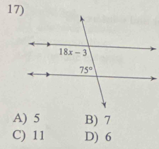 A) 5 B) 7
C) 11 D) 6