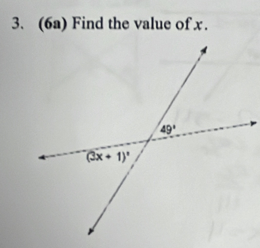 (6a) Find the value of x.