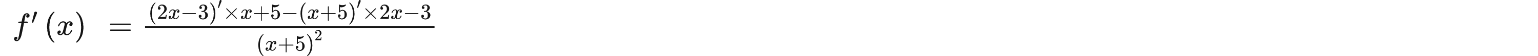 f'(x)=frac (2x-3)'* x+5-(x+5)'* 2x-3(x+5)^2