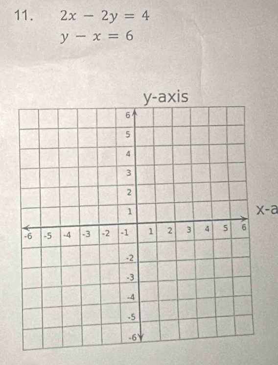 2x-2y=4
y-x=6
x-a