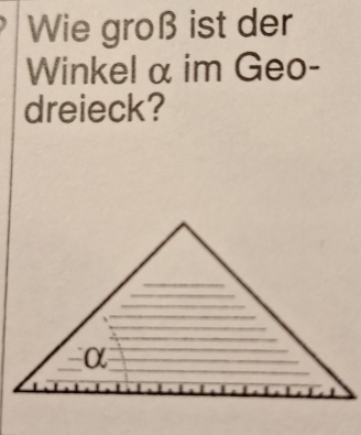 Wie groß ist der
Winkel α im Geo-
dreieck?