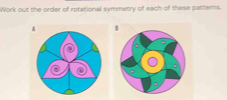 Work out the order of rotational symmetry of each of these pattemns. 
A 
a