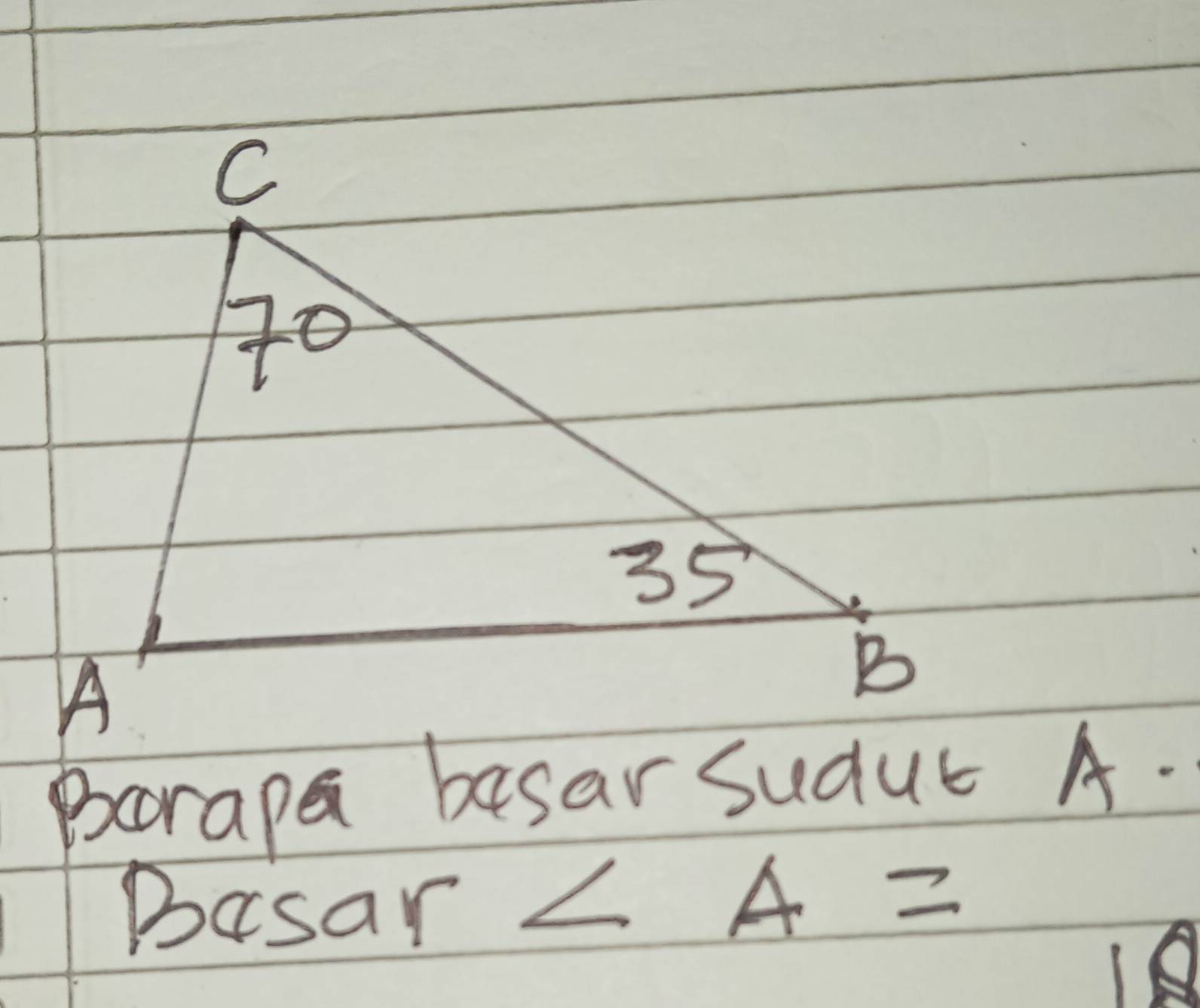 Borapa basar sudus A. 
Basar ∠ A=
18