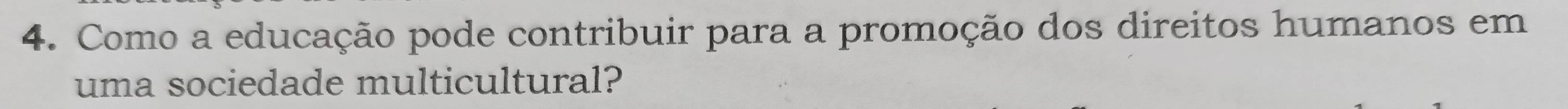 Como a educação pode contribuir para a promoção dos direitos humanos em 
uma sociedade multicultural?