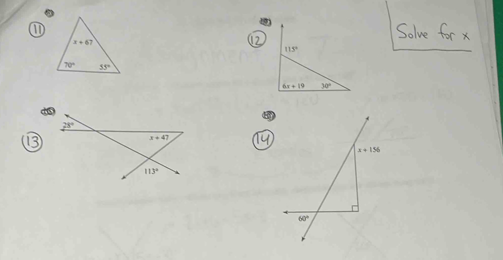 115°
6x+19 30°
x+156
60°