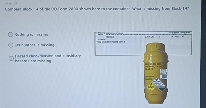 Solved: 04 02 09 Compare Block 14 of the DD Form 2890 shown here to the ...