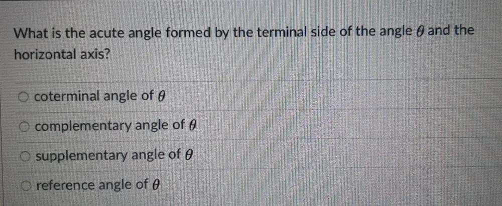 Solved: What is the acute angle formed by the terminal side of the ...
