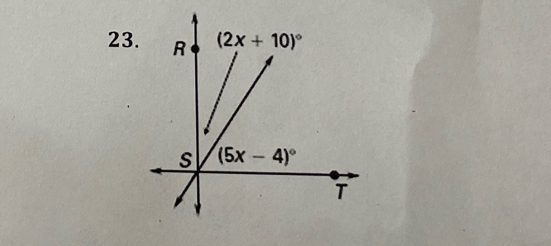 (2x+10)^circ 
s (5x-4)^circ 
T