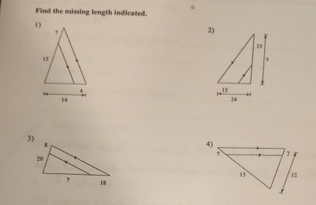 Find the missing length indicated. 
4)