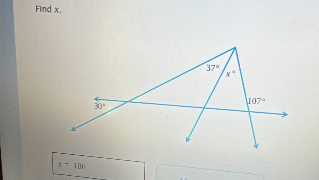 Find x.
x=186