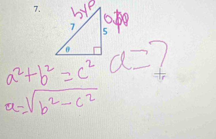 1
a=sqrt(b^2-c^2)