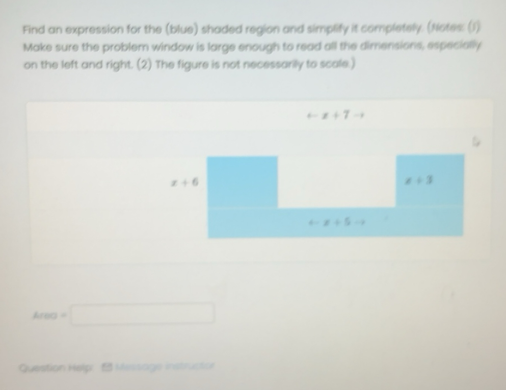 Solved: Find an expression for the (blue) shaded region and simplify it ...