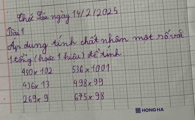 thut yau mgay 7912(2025 
Sai 1 
d dong tink chat whan mat nbvo 
ltáng (hoāc (hiòn) detink
450* 102 536* 1001
436* 13 498* 99
269* 9 675* 98