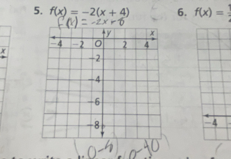 f(x)=-2(x+4) 6. f(x)= 1/2 