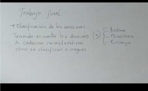 Trabago final 
Clasificacion de los seres vives Archae 
Teniendo en cventa los dominios ③3 Bactena 
do cadauno caractersficas tocarya 
como se clasifican e imagenes