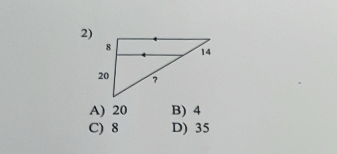 A) 20 B) 4
C) 8 D) 35