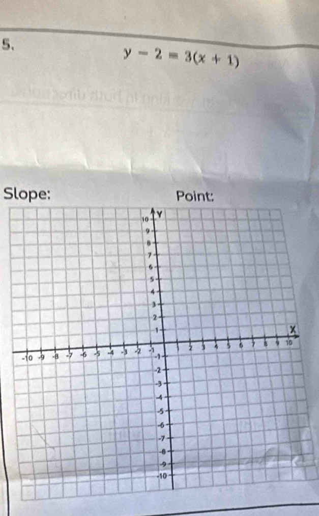 y-2=3(x+1)
Slope: Point: