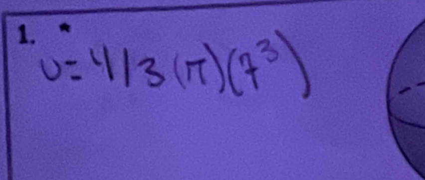 U=4/3(π )(7^3)