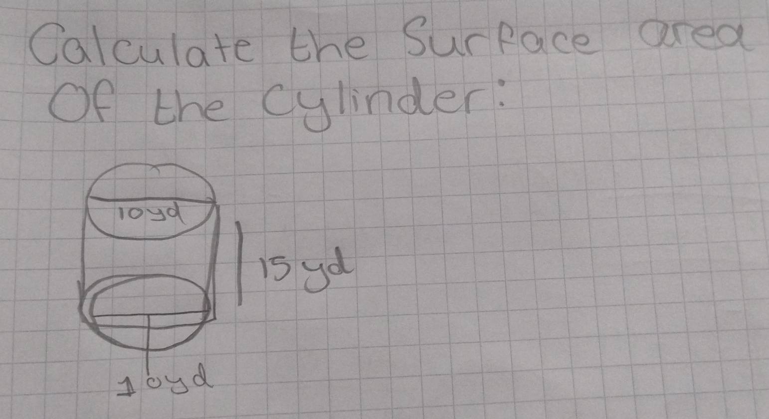 Calculate the SurRace area 
Of the Cylinder: