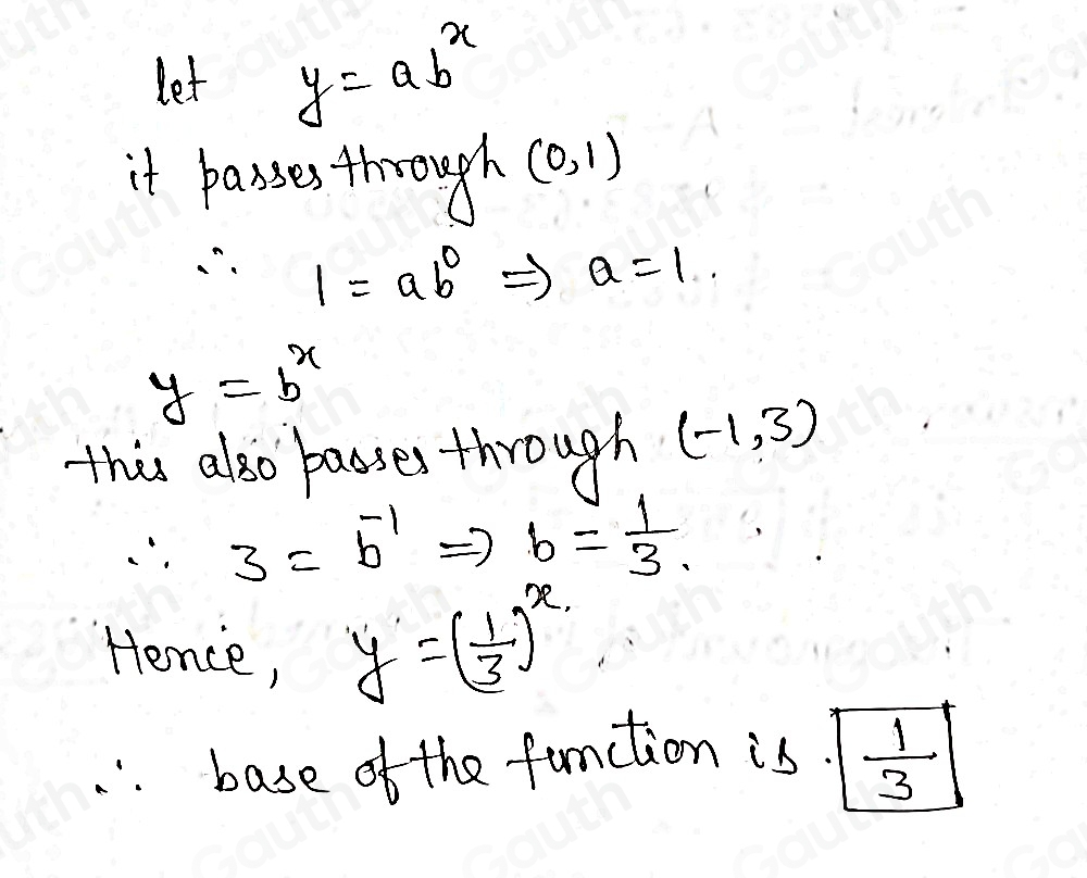 Solved: An exponential function follows a pattern of decay through the ...