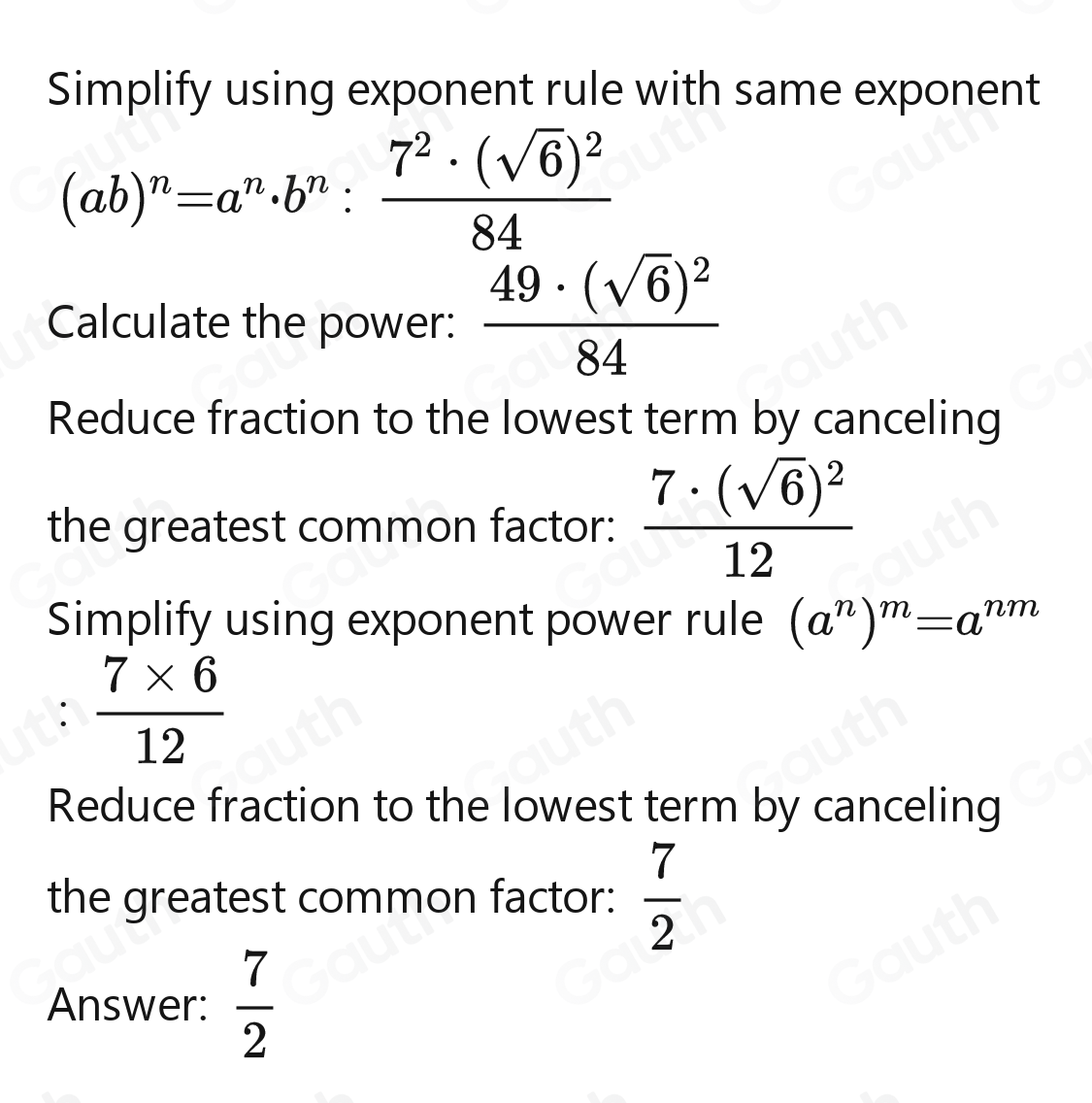 Solved: frac(7 sqrt(6))^284= [Math]