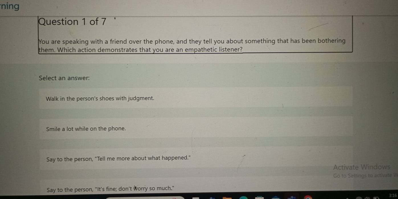 Solved: ning Question 1 of 7 You are speaking with a friend over the ...