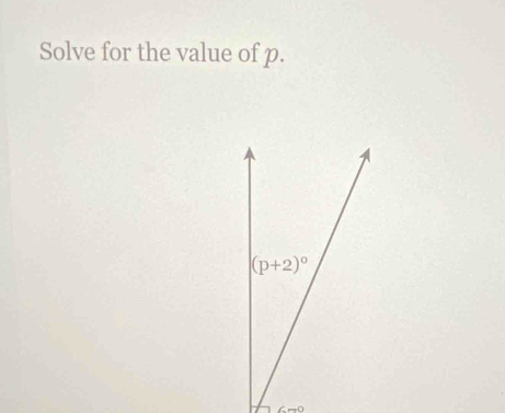 Solve for the value of p.
(p+2)^0
∠ m0