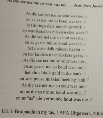 Solved: As die see net nie so sout was nie . . . deur Jaco Jacob As die ...