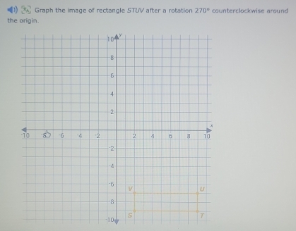 Graph the image of rectangle STUV after a rotation 270° counterclockwise around