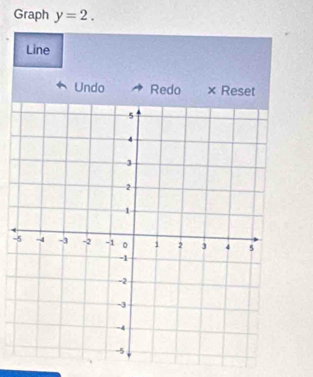 Graph y=2. 
Line 
Undo Redo × Reset 
-