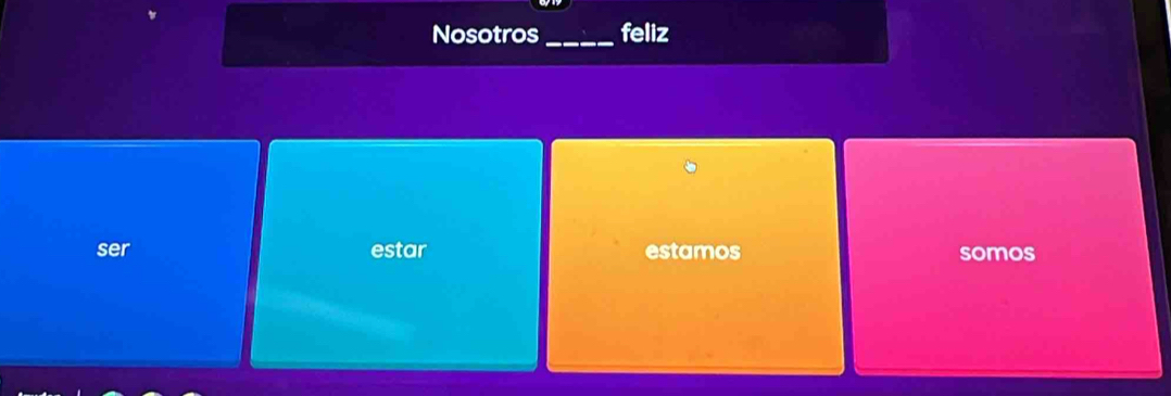 Nosotros_ feliz 
ser estar estamos somos