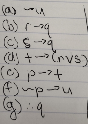 (a)-u
(o) 5to 9
(C ) 5to q
(a) + - -7 (rvee s)
(e) p 7
() -p-u
9 ∴ q