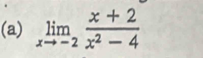 limlimits _xto -2 (x+2)/x^2-4 