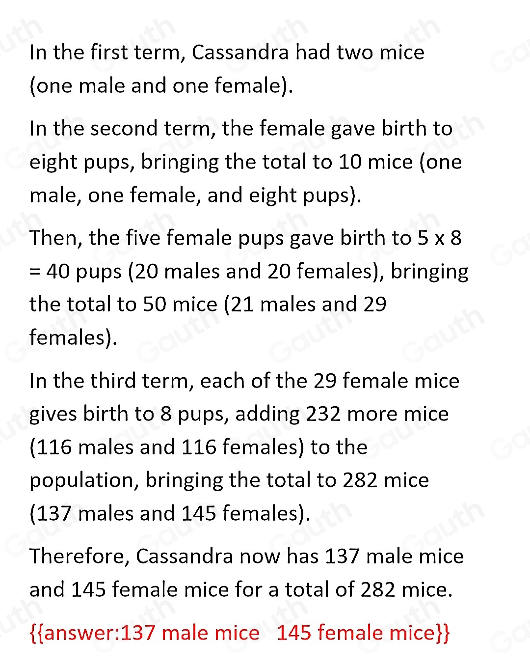 Solved: [Problem Solving 2] * Cassandra had a pair of mice. The female ...