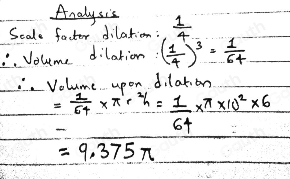 Solved: The solid below is dilated by a scale factor of 1/4 . Find the ...
